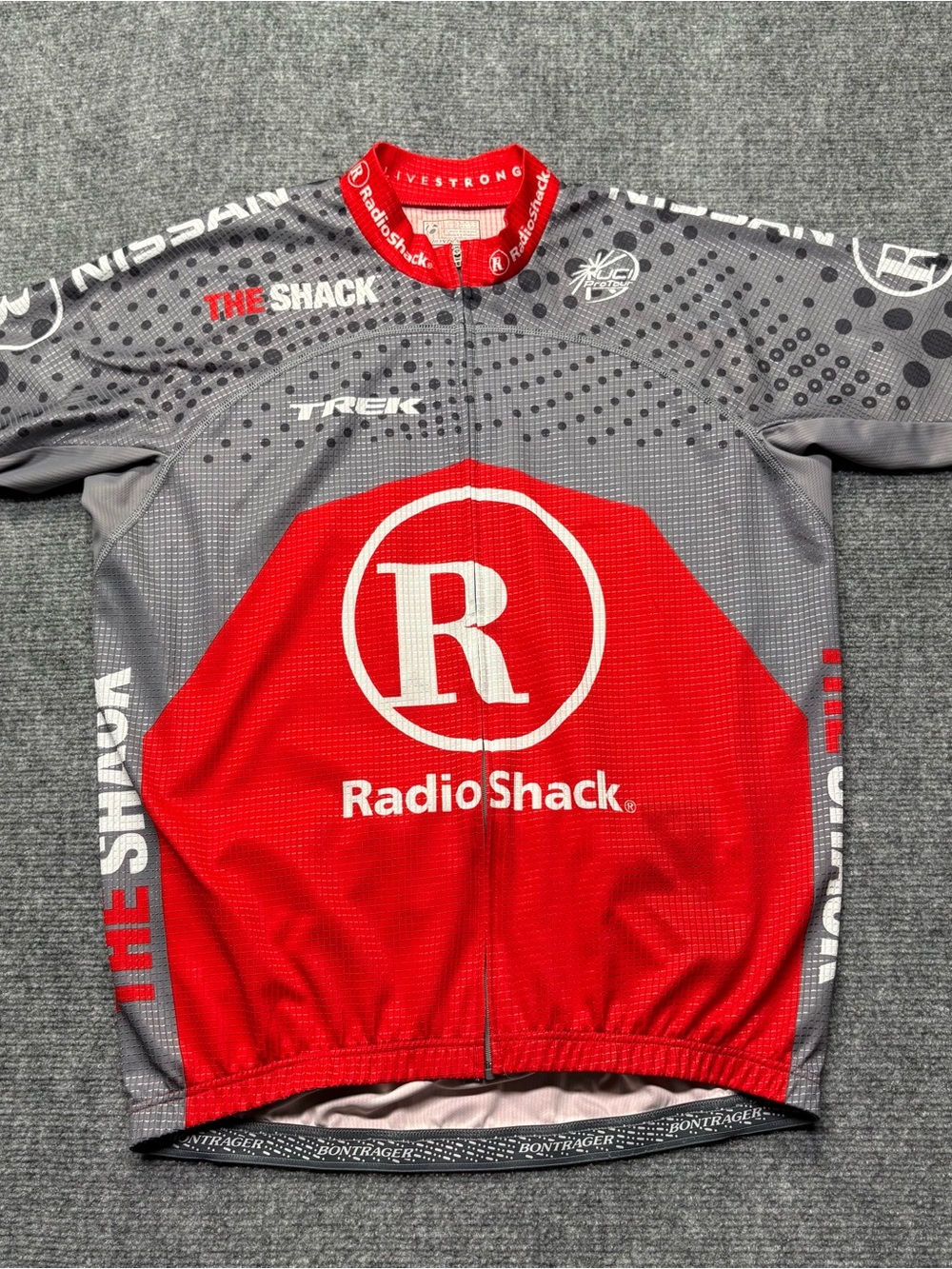 Bontrager Cycling Jersey Mens L Radio Shack Livestrong Trek Big Logo Full Zip